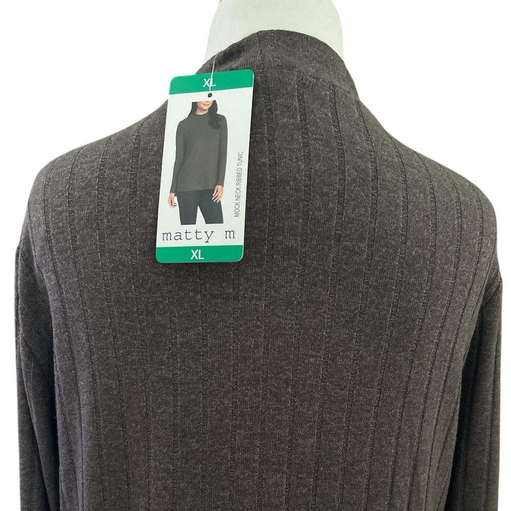 Matty M Women's Heather Pebble Mock Neck Ribbed Tunic Pullover Top Sweater XL - Picture 9 of 13